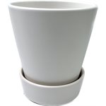 Cache pot céramique ALEXIS avec assiette 5" Blanc mat