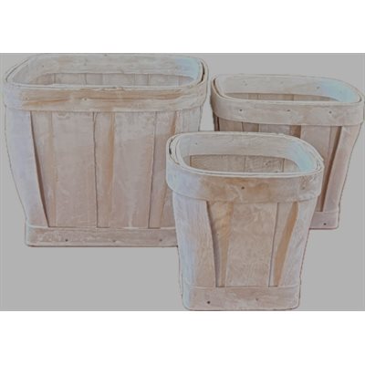 Panier Bushel CARRÉ (ens. 3) 4-5-6'' Blanc