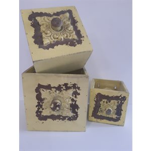 Tiroirs carrés jaune ens. 3 (cs.6)