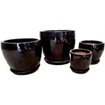 Cache pot 'Egg pots' avec assiette Noir