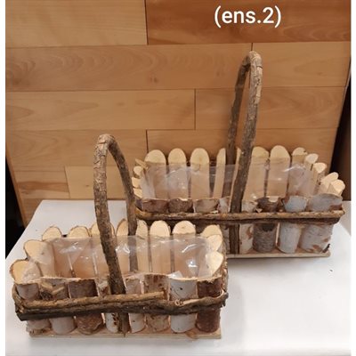 Panier de bouleau RECTANGLE (ens.2)